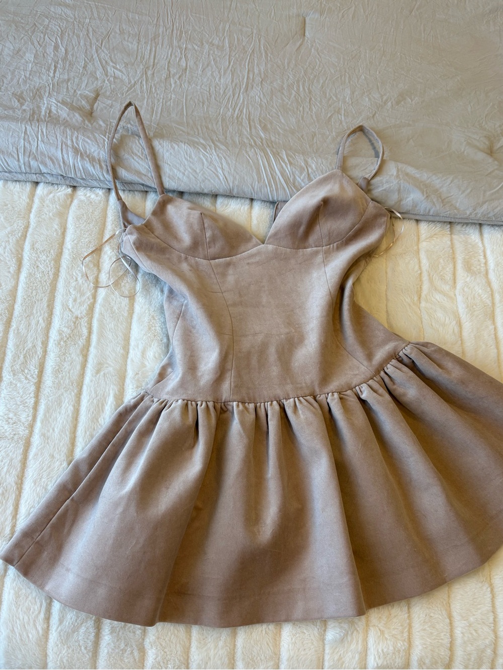 Zara Taupe Spaghetti-Strap Fit-and-Flare Dress